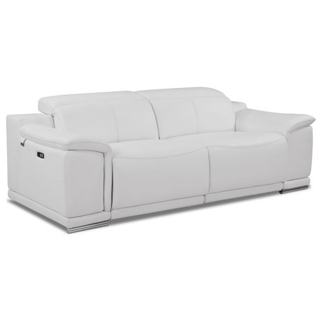 Veneto Italian Leather Power Reclining Sofa White