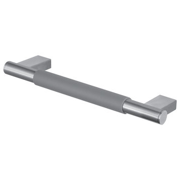 Transolid Maddox 16" Grab Bar With Gray Rubber Handle, Brushed Stainless