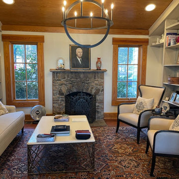 Antique Persian Heriz Rug charms farmhouse living room remodel!