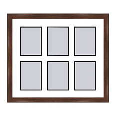 Walnut Collage Picture Frame with 6 rectangle openings for 3.5 X 5 photos