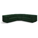 Meridian Furniture - Cascade Upholstered Modular Sofa, Green, Boucle Fabric, Corner Sectional - Give your room a much-needed rehab when you bring home this Cascade boucle fabric modular sectional. The elegantly attention-grabbing design features a modern profile with curved arms deep horizontal channel tufting, so it wows from all angles. Upholstered in rich green boucle fabric, this seat quickly becomes everyone's favorite spot for curling up with a good book or smart device. Thick foam padding ensures a cozy, body-hugging experience while you watch TV or just relax.