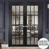 Interior French Double Doors 84 x 84, Felicia 3355 Black & Clear Glass