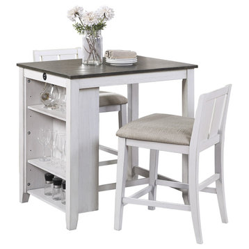 Mezzanine Counter Height Dining Set, 2-Tone Finish, Gray and White