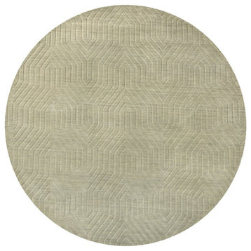 Technique 8' Round Solid Tan Hand Loomed Area Rug