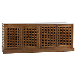 Natural Wood 4-Door Sideboard - Tropical - Buffets And Sideboards - by  HomeFare | Houzz