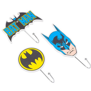 Batman Icons 3pc Die Cut Wall Hook Set, 14 x 7 Inches