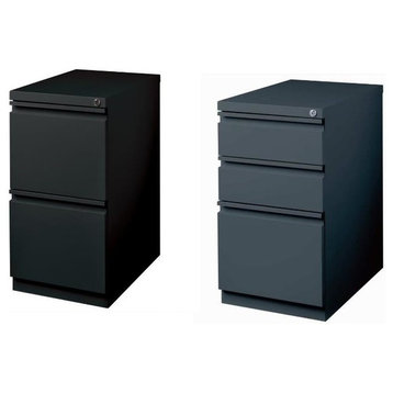 2 Piece Value Pack Mobile Filing Cabinet in Black and Charcoal