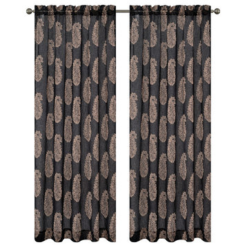 Paisley Drapery Curtain Panels, Black