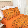 Cotton Flannel Duvet Cover and Pillow Bedding Set, Pumpkin, King/California King