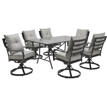 Lavallette 7-Piece Dining Set, Silver Linings With 6 Swivel Rockers