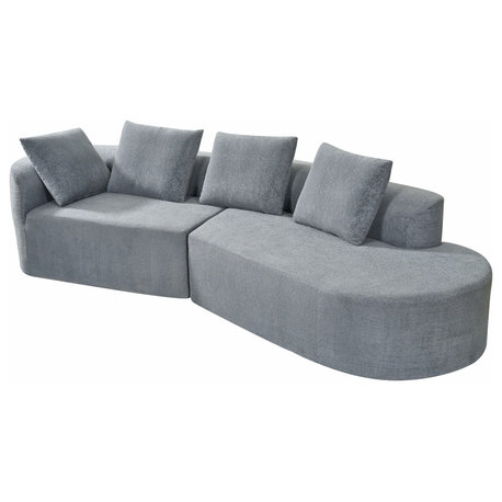 GDF Studio Amelia 2-Piece Fabric Sectional Sofa, Light Gray