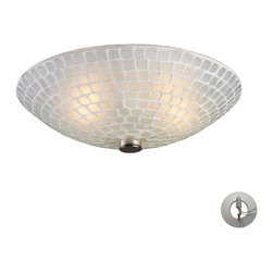 Elk Lighting - Fusion Two Light Flush Mount In Satin Nickel And White Mosaic Glass w/ An Adapte - Flush-mount Ceiling Lighting