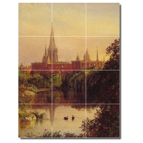 Jasper Cropsey Waterfront Painting Ceramic Tile Mural #267, 12.75"x17"