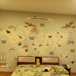 Pastel Kids Bedroom Wall Size Wallpaper of World Map - Wallpaper