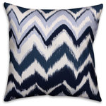 DDCG - Navy Abstract Chevron 16"x16" Outdoor Throw Pillow - Spruce up your outdoor space with the Navy Abstract Chevron  Outdoor Pillow. These outdoor pillows are water, stain and mildew resistant and can be used in either an indoor or outdoor setting.  Featuring a unique design, this accent pillow will make a perfect addition to your porch, patio or space.