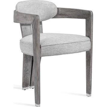 Maryl II Dining Chair - Gray Wash, Brushed Nickel, Heathered Gray