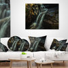 Slow Motion Waterfall in Summer Landscape Printed Throw Pillow, 16"x16"