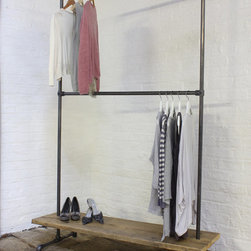 Laura Dark Steel Pipe Freestanding Double Clothes Rail - Clothes Racks