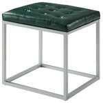 Inspired Home - Teresa PU Leather Button Tufted Metal Frame Cube Ottoman, Green - Our PU leather cube ottoman adds a contemporary yet playful touch to your living room, bedroom or entryway. Featuring supple PU leather, the comfort of a high density foam cushioned seat with button tufting, sturdy open framework in a cool silvertone, this adorable pop of color accent piece can be mixed and matched, and provides not only dual functionality but also a focal point of style and flair that seamlessly incorporates your main decor to create an inviting and comfortable atmosphere to come home to. This cube ottoman is ideal for a kids to dorm rooms and everything in between. Comfortably padded and built to last, these ottomans are a must have for any child.