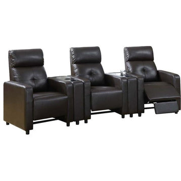 ACME Britten Faux Leather Tufted Motion Reclining Home Theater in Espresso