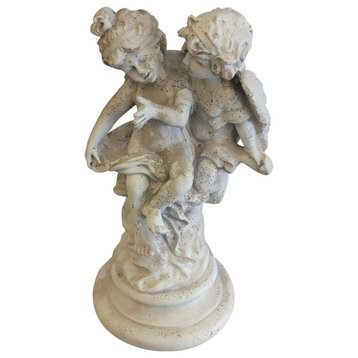 Hera and Eros, Playfull Child Angel Home Garden Sculpture Statue