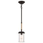 Craftmade - Craftmade Homestead 1 Light Outdoor Pendant, Espresso - When it comes to outdoor decor, your lighting should embody a ruggedness capable of withstanding the elements. The artisan style of our Homestead Collection uses bulbs protected in glass canisters and suspended from a pendant fixture wrapped in twisted rope. The Homestead is an outdoor lighting collection built to last.