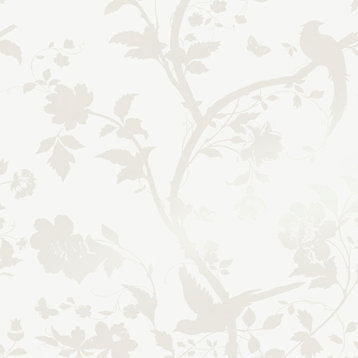 Laura Ashley Oriental Garden Pearlescent Wallpaper, White