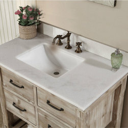 36 inch Rustic Bathroom Vanity Quartz White Marble Top - Bathroom Vanities And Sink Consoles