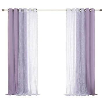 Rose Sheers and Blackout Curtains, Lavender, 52"x84"