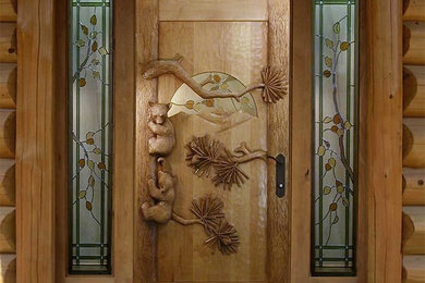 Bear Cubs Carved Door