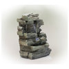 13" Tall Indoor 4-Tier Cascading Tabletop Fountain with LED Lights, Gray