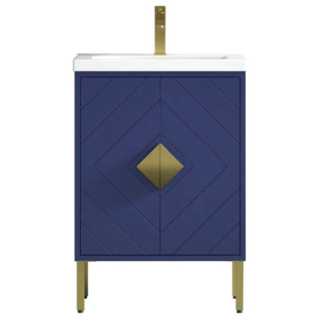 24" Modern Style Navy Blue Eileen Bathroom Sink Vanity - AC-66NB24