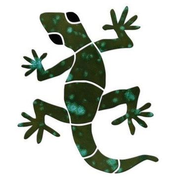 Small Gecko Ceramic Swimming Pool Mosaic 4", Green