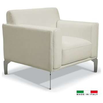 Vidal Allegro Accent Chair Full Grain Italian Leather Light Gray