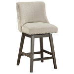 OSP Home Furnishings - Granville 26" Swivel Counter Stool in Wheat Beige Fabric  with Gray Legs - Granville 26" Swivel Counter Stool in Wheat Beige Fabric  with Gray Legs