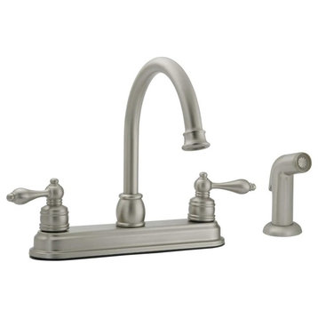 Arch Spout Kitchen Faucet With Side Spray, Brushed Nickel