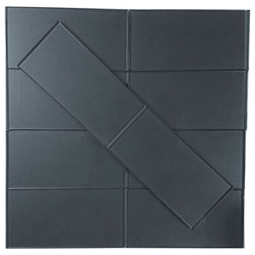 Metallics 3 in x 6 in Glass Subway Tile in Carbon Frost