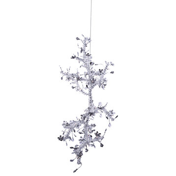 Smoke and Clear Crystal Branch Light Fixture With Clear Beaded Crystal Branches