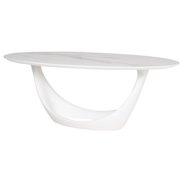 Nuevo Montana 78.8" Ceramic & Fiber Glass Polymer Dining Table in Matte White