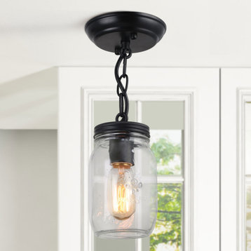 LNC 1-Light Pendant Lighting Glass Jar Farmhouse Flush Mount Ceiling Light