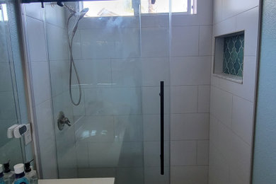 Small Bathroom Remodel with Aqua Tiles