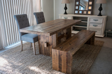 The Palmer rustic dining table and matching bench