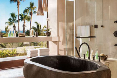 Freestanding bathtub - modern master freestanding bathtub idea in Hawaii