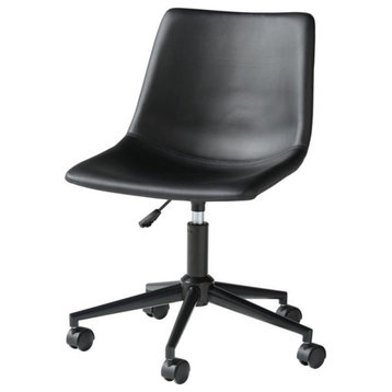 Bowery Hill Home Office Faux Leather Swivel Desk Chair in Black