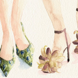 Spring Shoes Watercolor Fashion Illustration - Fine Art Prints
