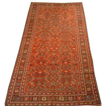Consigned Antique Tribal Persian Heriz Rug 100 % Wool, 4'7"x9'5"