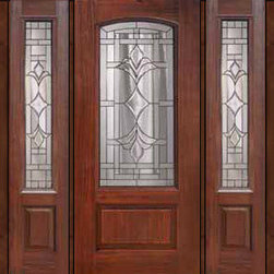 Prehung Side lights Door 80 Fiberglass Marsala Arch Lite Glass - Front Doors
