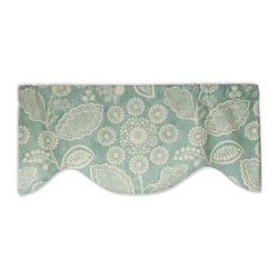 Priority Home and Design - P Kaufmann Aqua Jacobean Floral Valance - Valances