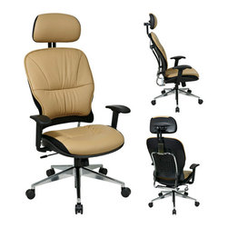 Leather Managers Office Chair with Adjustable Headrest - Office Chairs