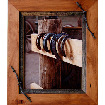 Western Frames, 20x30 Wood Frame With Barbed Wire, Sagebrush Series, Plexiglass